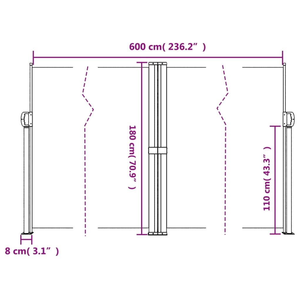Vidaxl Toldo Lateral Retráctil Gris Taupe 180x600 Cm_2