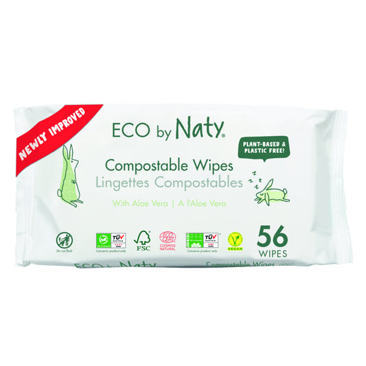 Toalhitas Húmidas com Aloe Vera Naty 56 unidades