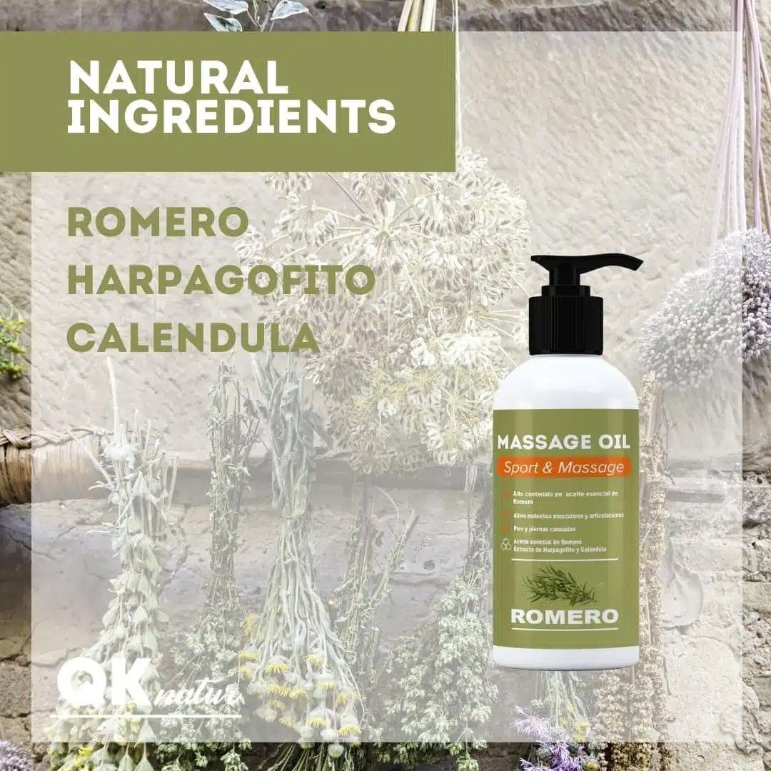 QKnatur - Aceite Para Masaje de Romero 250ml - Alto Contenido En Aceite Esencial De Romero Y Harpagofito_4