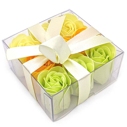 Caja 9 Rosas De Jabón (amarillo) - Flores Con Pétalos De Jabón Perfumados - Regalo Original Para Días Especiales_0