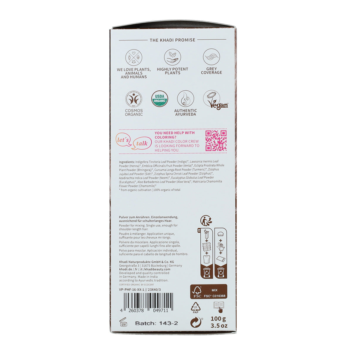 Corante natural Khadi castanho médio 100 g