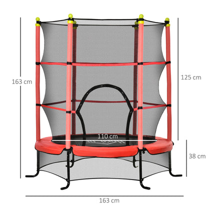 Homcom Trampolín Infantil Con Superficie De Salto Ø110 Cm Red De Seguridad Rojo_2