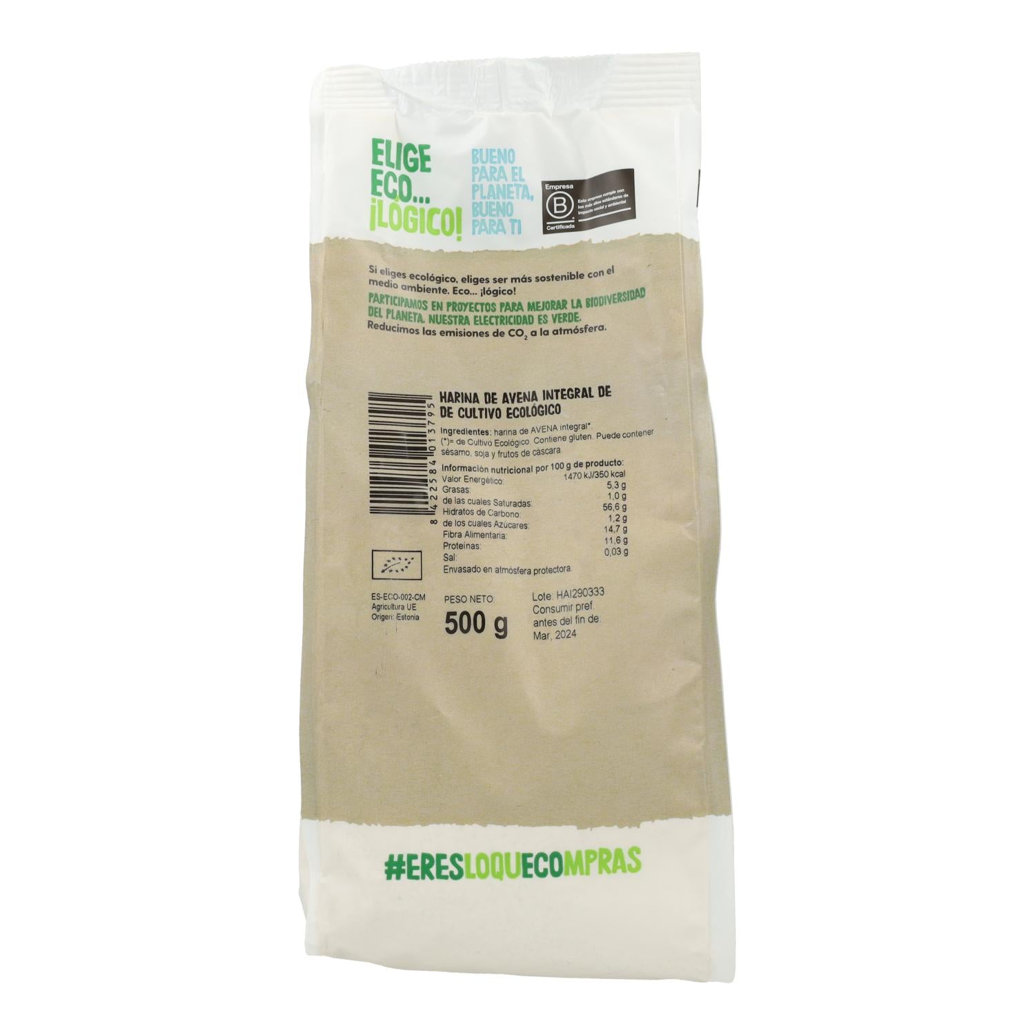 Pack 2x Harina De Avena Integral Bio, Ecocesta, 500 g