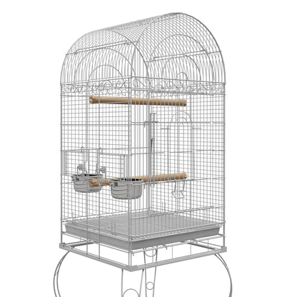 Pawhut Jaula De Pájaros Con Ruedas Bandeja Extraíble 51x51x153 Cm Blanco_3