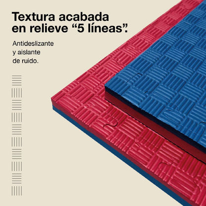 Jowy Tatami Puzzle 2cm 100x100cm – Superficie 5 Líneas Rojo/azul_3