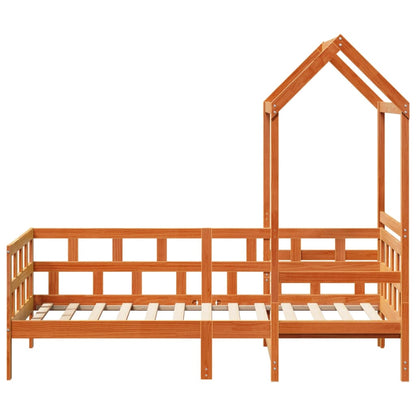 Sofá Cama Con Techo Madera Maciza Pino Marrón Cera 80x200 Cm_3