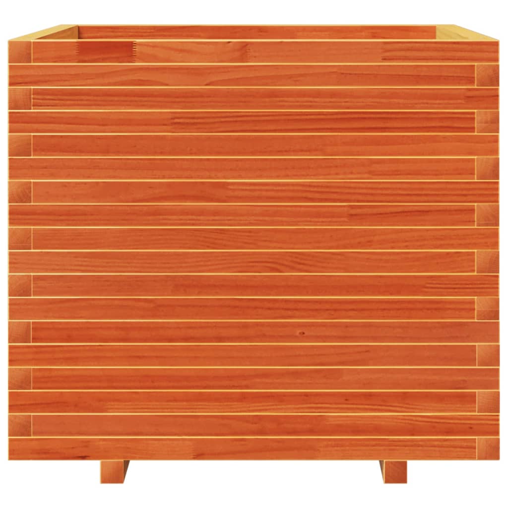 Jardinera Madera Maciza De Pino Marrón Cera 80x80x72 Cm_4