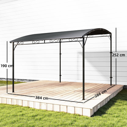 Outsunny Pérgola De Pared 2,8x3,8 M Con Techo Inclinado Estructura Metálica Gris_2