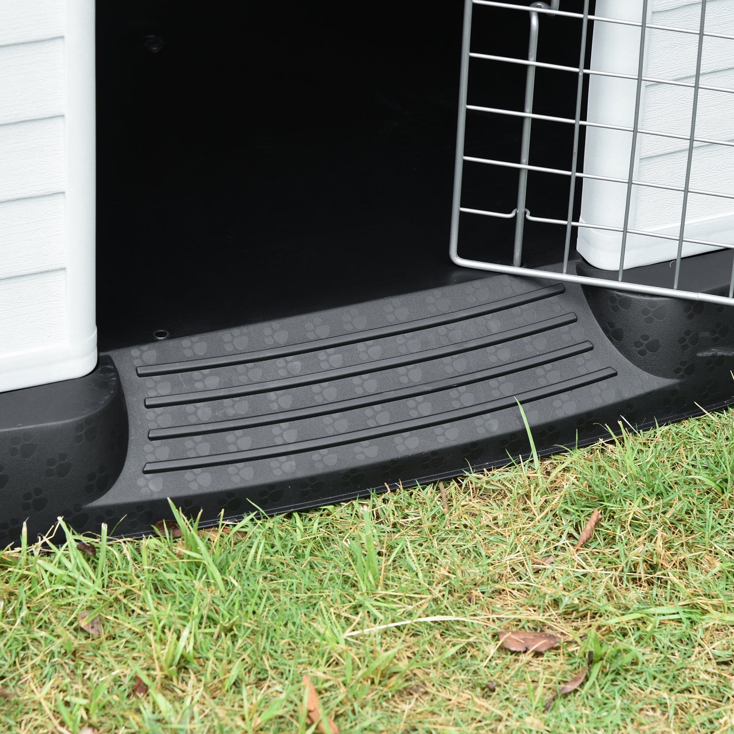 Pawhut Caseta De Perros Con Puerta Metálica Con Cerradura Y Techo Inclinado_4