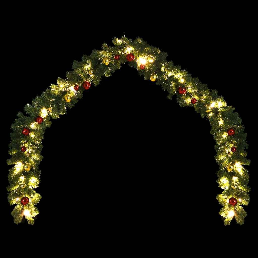Vidaxl Guirnalda De Navidad Decorada Con Bolas Y Luces Led 20 M_1