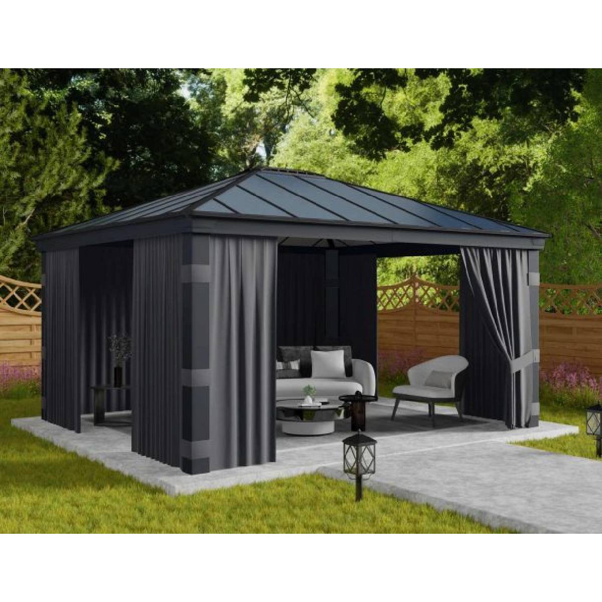 Conjunto de cortinas para gazebo Dallas Canopia 422x483