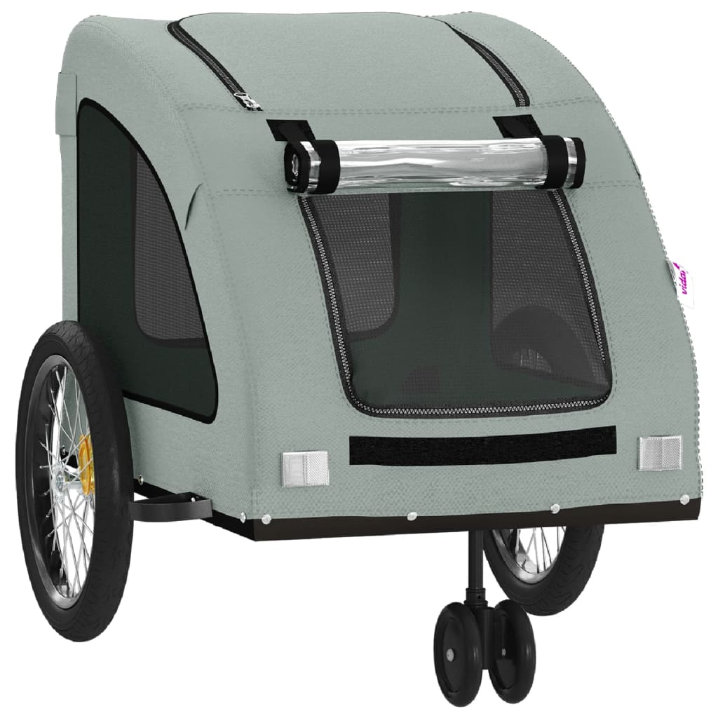 Remolque De Bicicleta Mascotas Hierro Tela Oxford Gris_4