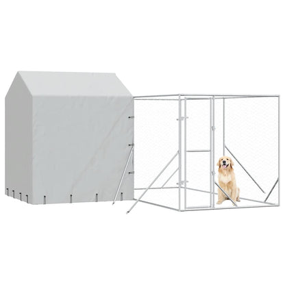 Perrera De Exterior Con Techo Acero Galvanizado Plata 4x4x2,5 M_2