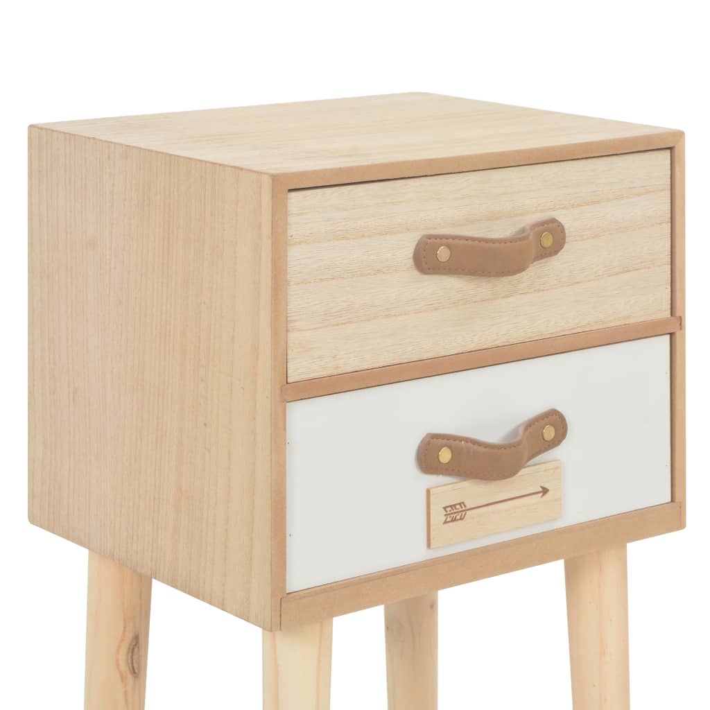 Mesita De Noche Con 2 Cajones Madera Maciza Pino 30x25x49,5 Cm_4
