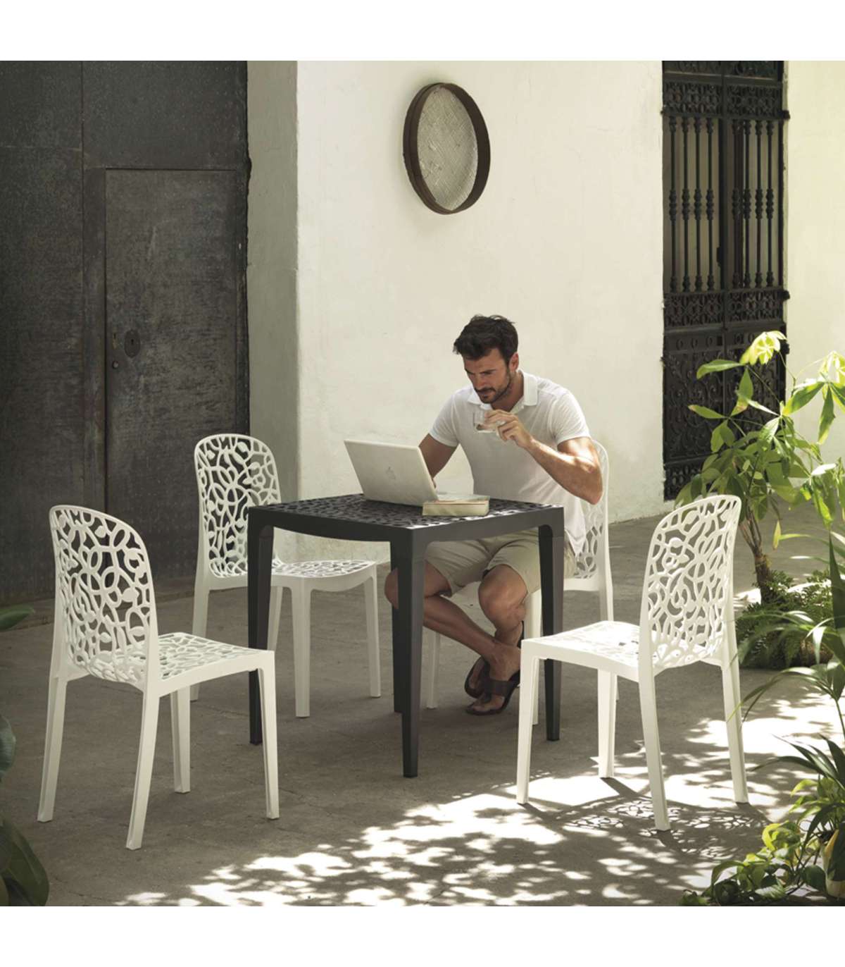 Silla Para Terraza O Jardín Modelo America Acabado Blanco._0