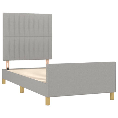 Estructura De Cama Con Cabecero De Tela Gris Claro 90x190 Cm / Vetonek_5