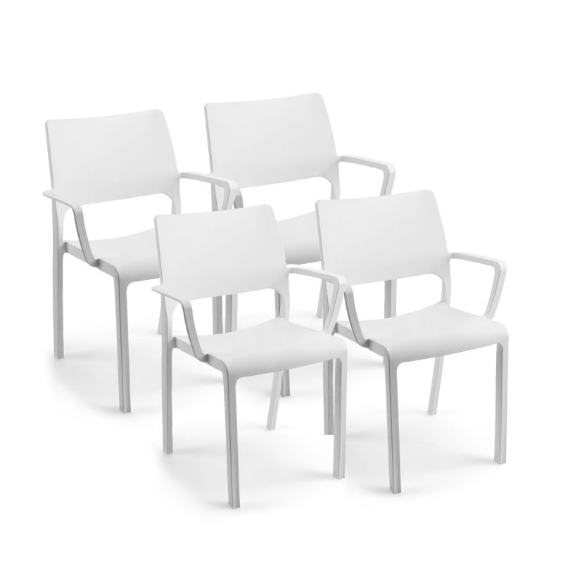 Pack 4 Sillas De Exterior Ocean Apilables, Polipropileno, Blanco, 53 X 82 X 58_1