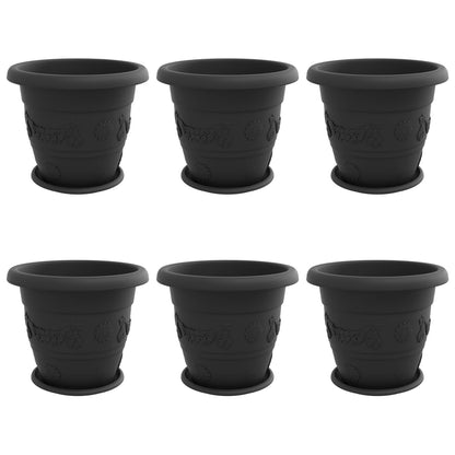 Macetas 6 Uds. Negro Ø 39 X 32 Cm Plástico_0