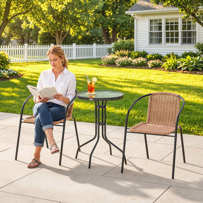 Outsunny Conjunto De Mesa Y 2 Sillas De Jardín De 3 Piezas Marrón_4