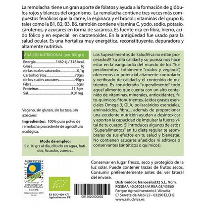 Sumo de beterraba biológico em pó 125g, Salud Viva