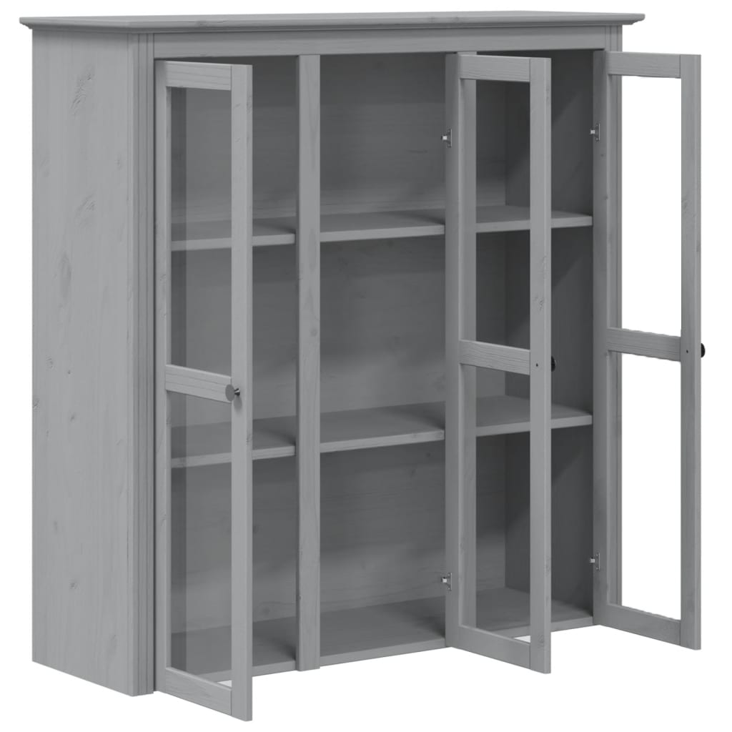 Armario Con Puertas De Vidrio Bodo Madera Maciza Pino Gris / Vetonek_5