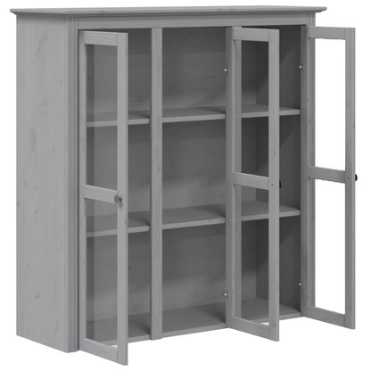 Armario Con Puertas De Vidrio Bodo Madera Maciza Pino Gris / Vetonek_5
