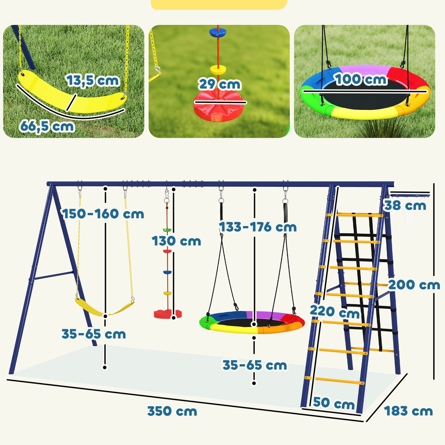 Aiyaplay Columpios Para Niños De +3 Años 6 En 1 350x183x200 Cm Multicolor_2