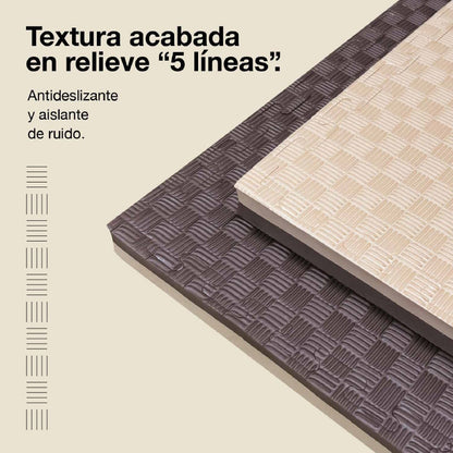 Jowy Tatami Puzzle 4cm 100x100cm, Pack 4 Unidades – Superficie 5 Líneas Marrón/beige_3