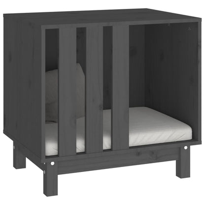 Vidaxl Caseta Para Perros Madera Maciza De Pino Gris 60x45x57 Cm_3