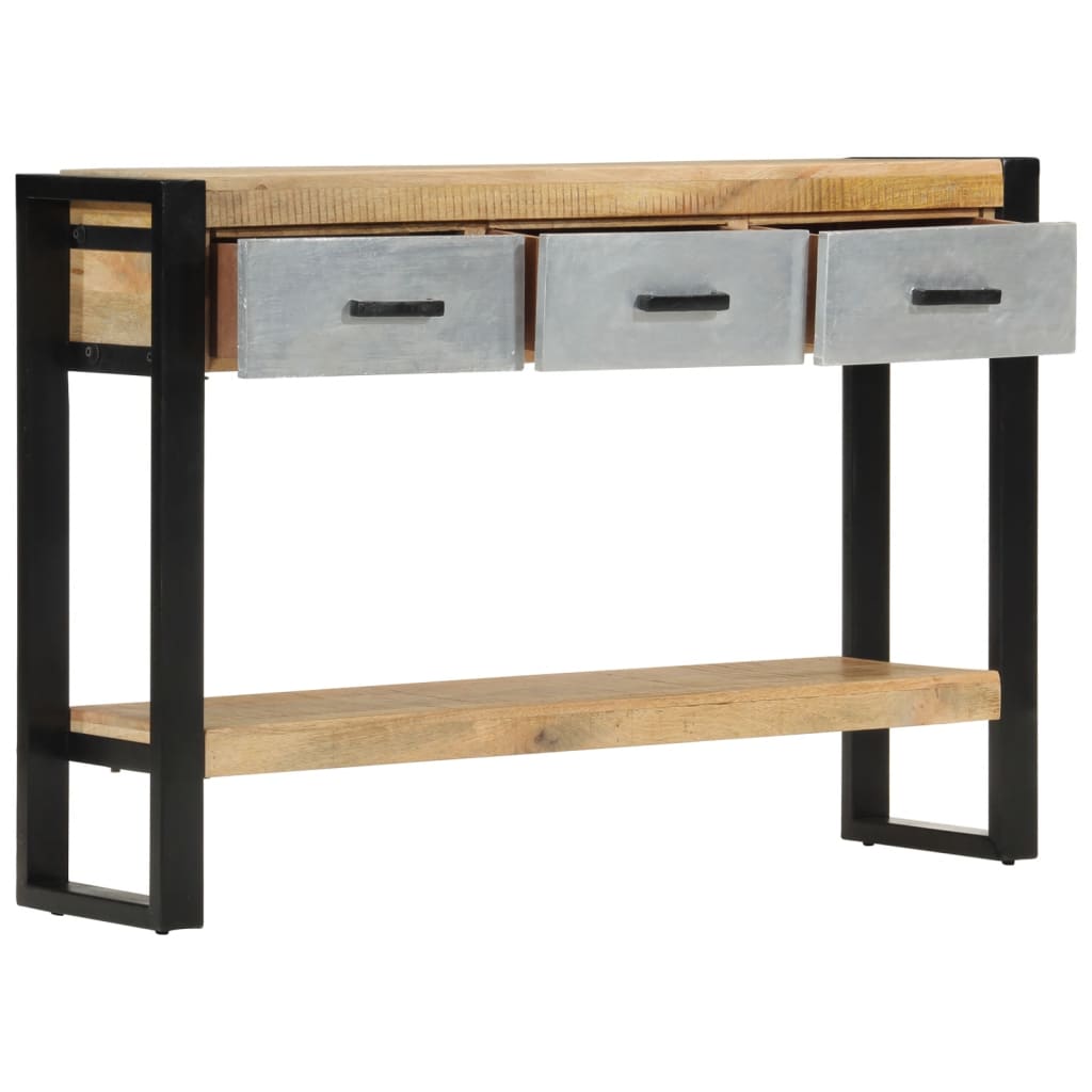 Mesa Consola Madera Maciza De Mango Rugosa 110x30x76 Cm_0