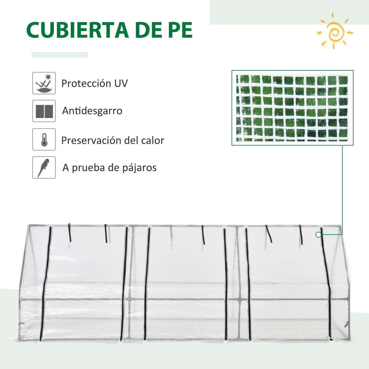 Invernadero De Terraza Outsunny Acero, Pe Blanco 270x90x90 Cm_3