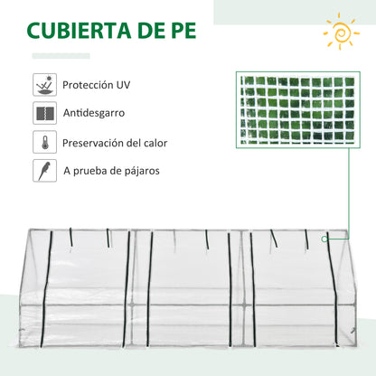 Invernadero De Terraza Outsunny Acero, Pe Blanco 270x90x90 Cm_3