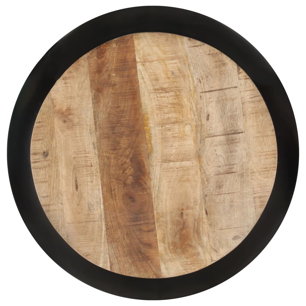 Mesa De Centro De Madera Maciza De Mango Negra 68x68x30 Cm_0