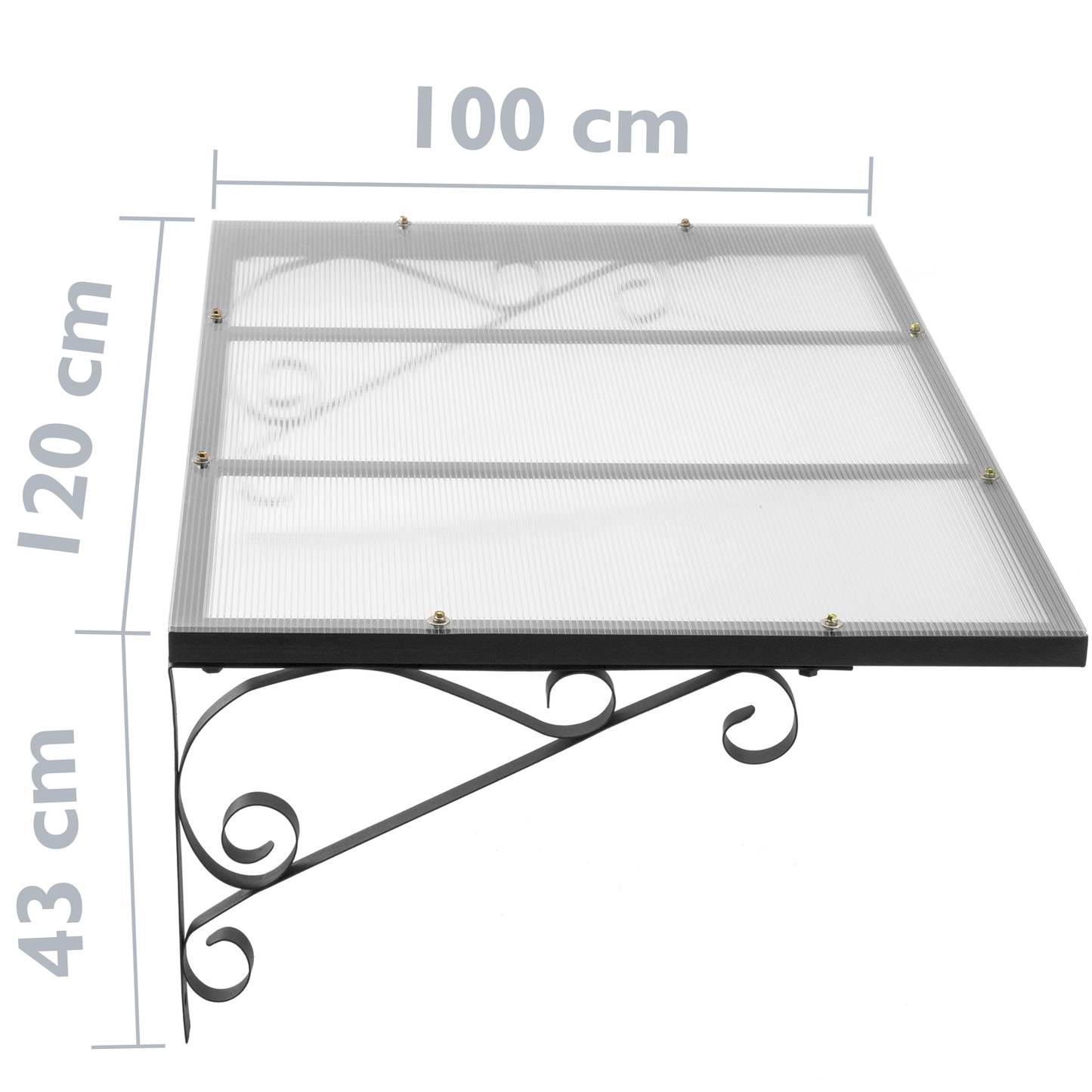 Tejadillo De Protección 120 X 100 Cm Clásico Marquesina Para Puertas Y Ventanas Con Soporte De Acero Negro_1