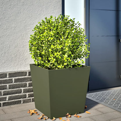 Jardinera De Acero Verde Oliva 50x50x50 Cm_1