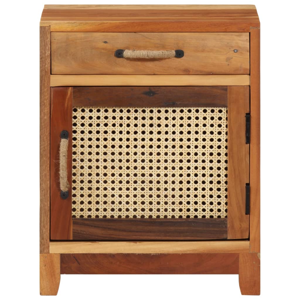 Mesita De Noche De Madera Maciza Reciclada 40x30x50 Cm_1