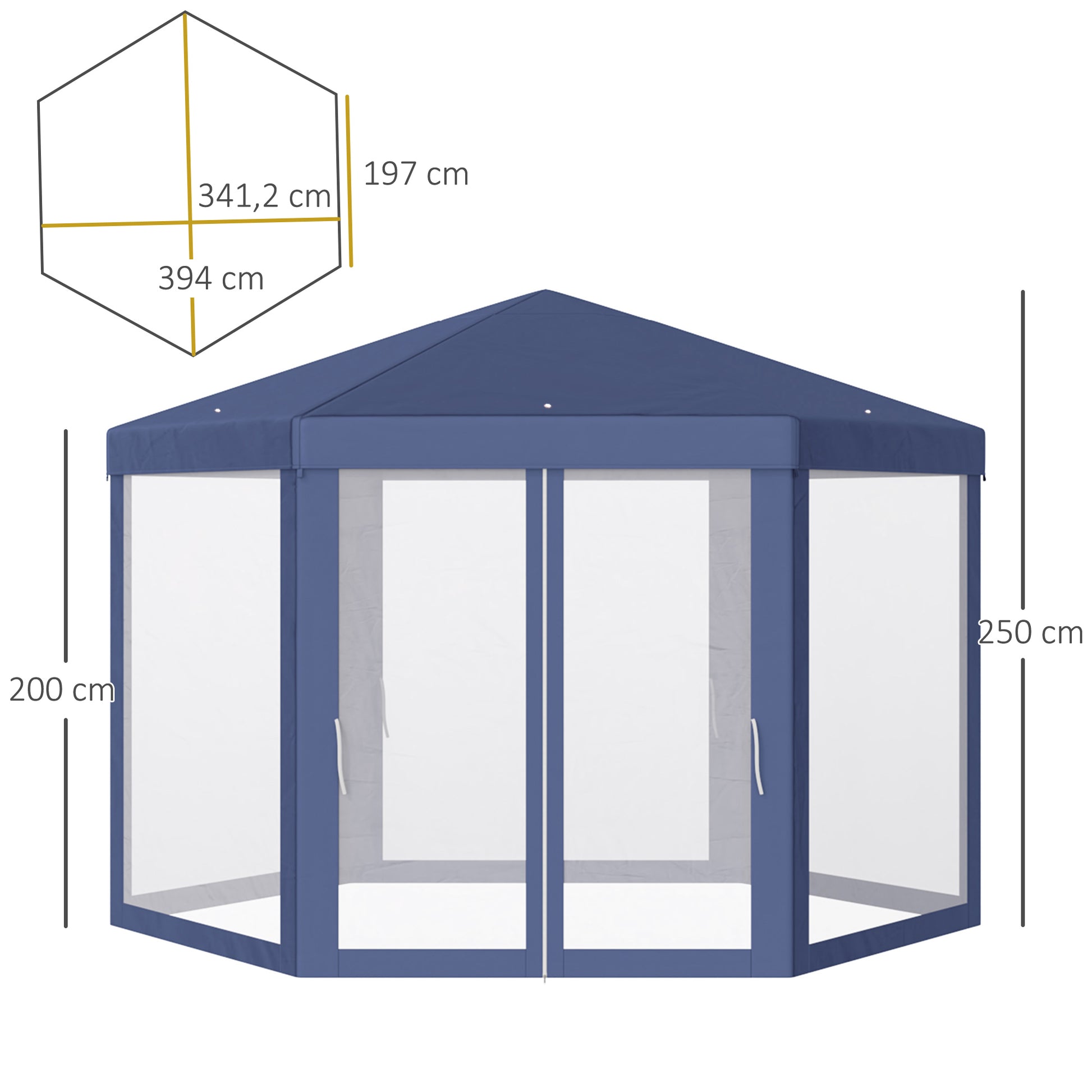 Outsunny Carpa Jardín Cenador Hexágonal Pabellón Gazebo Con Mosquitera 3 Color_2