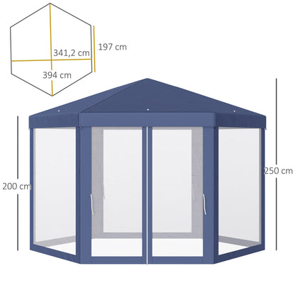 Outsunny Carpa Jardín Cenador Hexágonal Pabellón Gazebo Con Mosquitera 3 Color_2