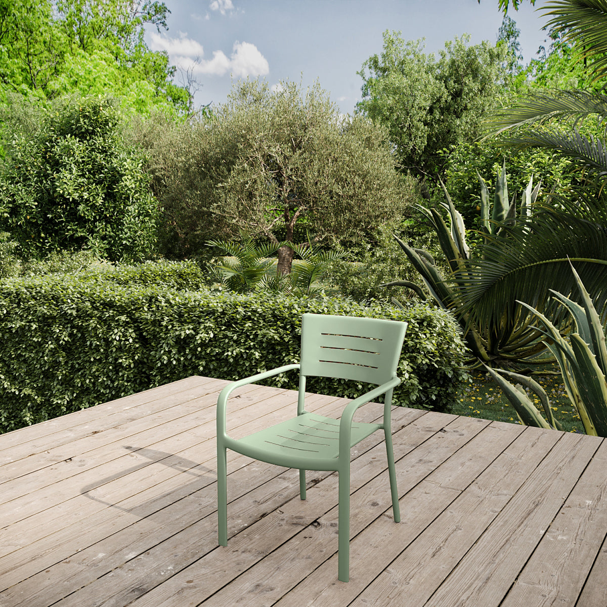 Lote De 4 Sillas De Jardín Apilables Inari Verde Romero Aluminio - Muebles De Jardín - 56x58xh85cm_4