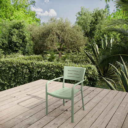 Lote De 4 Sillas De Jardín Apilables Inari Verde Romero Aluminio - Muebles De Jardín - 56x58xh85cm_4