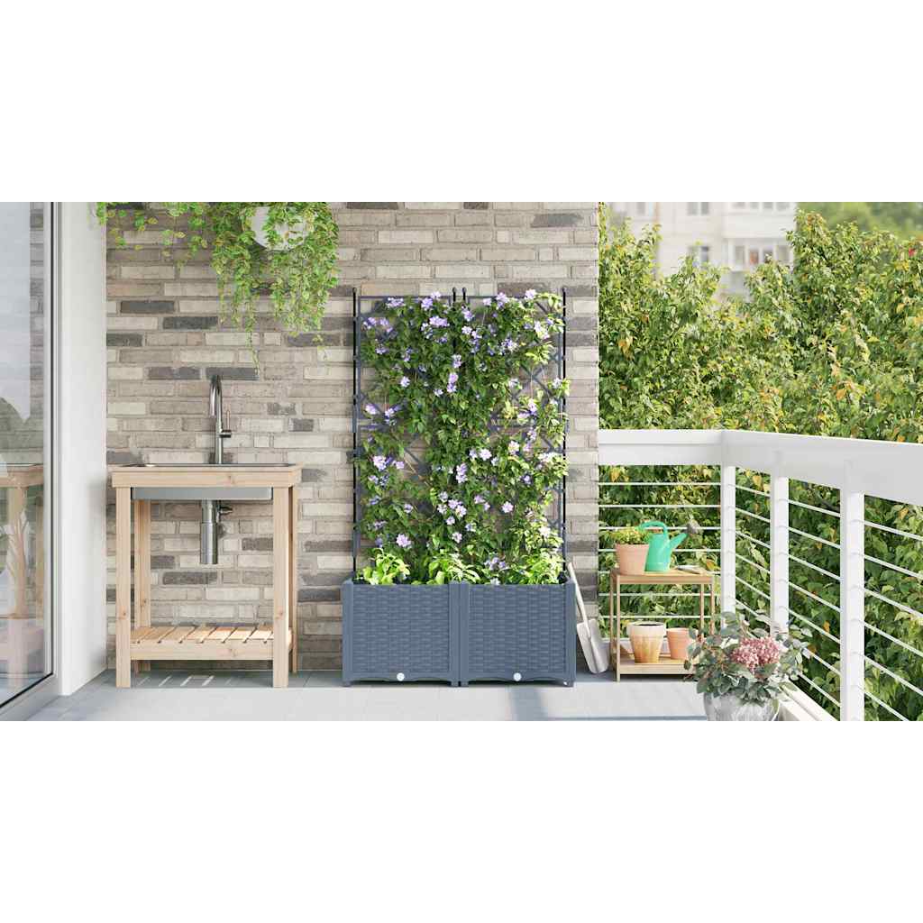 Macetero De Jardín 2 Uds. Gris Claro 80 X 40 X 143 Cm Pp_3