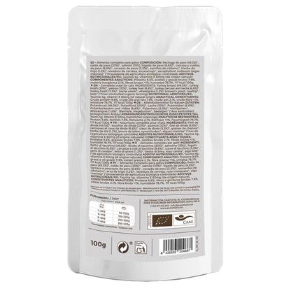 Comida húmida Barf para gatos Michi Pampers BIO (Peru e slamón) Puromenu 100 g