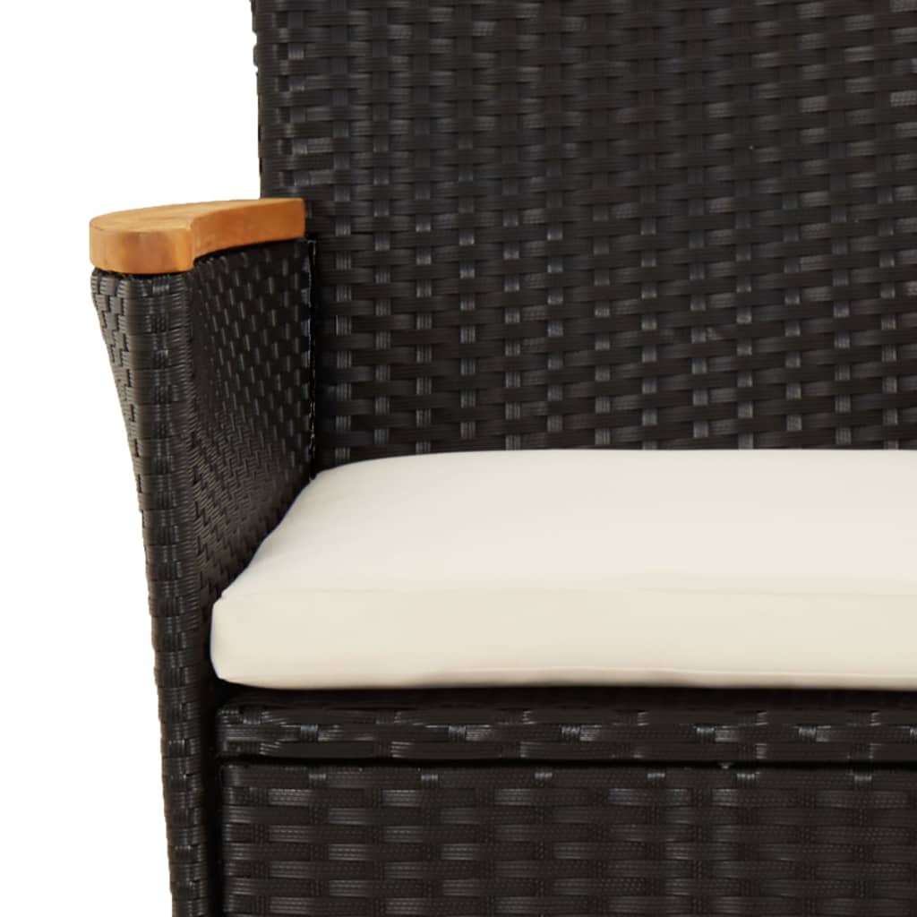 Vidaxl Set De Comedor De Jardín 7 Pzas Y Cojines Ratán Sintético Negro_4