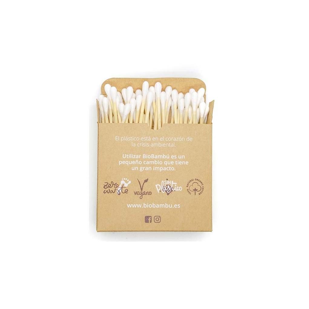 Cotonetes de algodão de bambu orgânico 100 unidades