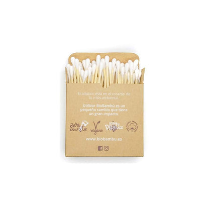 Cotonetes de algodão de bambu orgânico 100 unidades