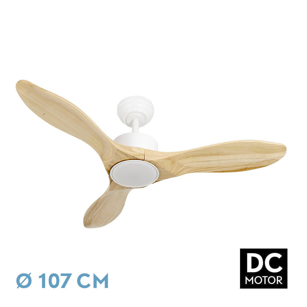 Ventilador Dc Segre 24w Blanco 3 Aspas Haya 6vel. 107d 2424lm 3000k-6500k C/remoto, Timer, Reg. Intensidad, Mem._0