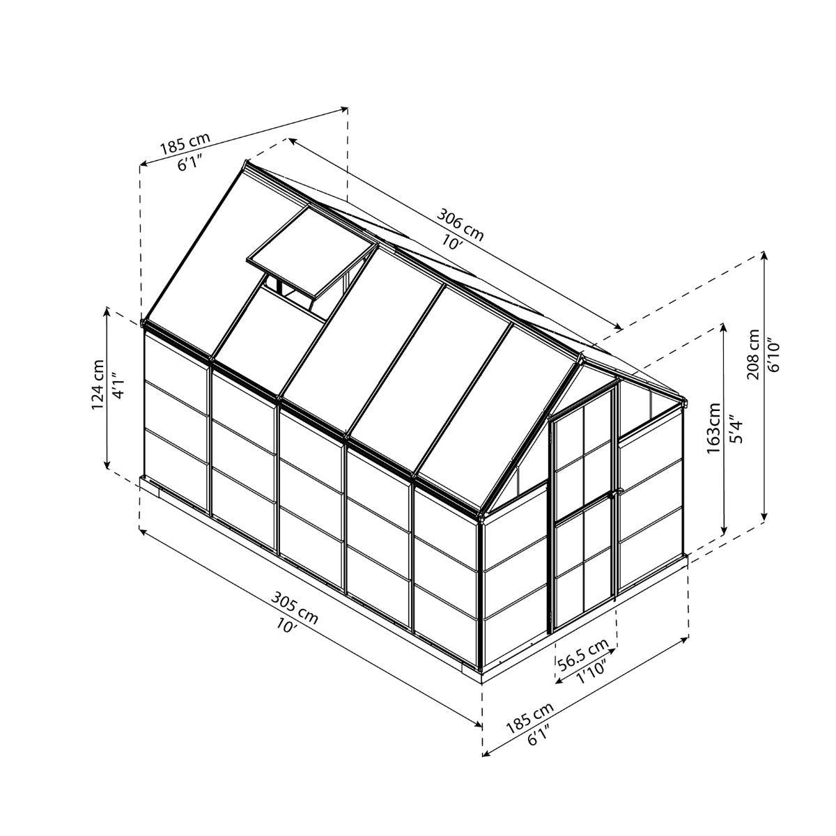 Estufa Híbrida 306x185x208 cm Canopia da Palram Grey 