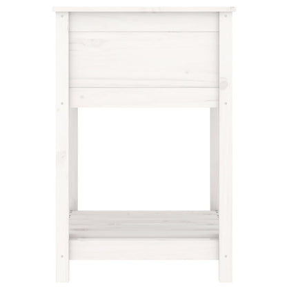 Jardinera Con Estante Madera Maciza De Pino Blanco 54x54x81 Cm_5