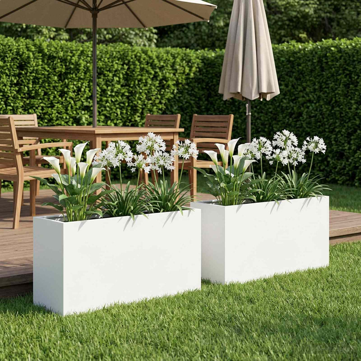 Macetero De Jardín 2 Uds. Blanco 80 X 40 X 50 Cm_1