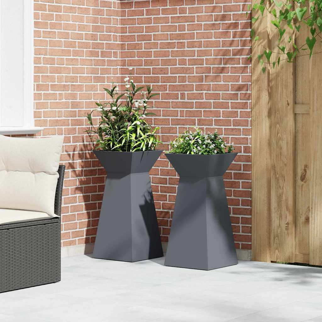 Maceta Pilar 2 Uds. Gris Antracita 35 X 35 X 73 Cm_3